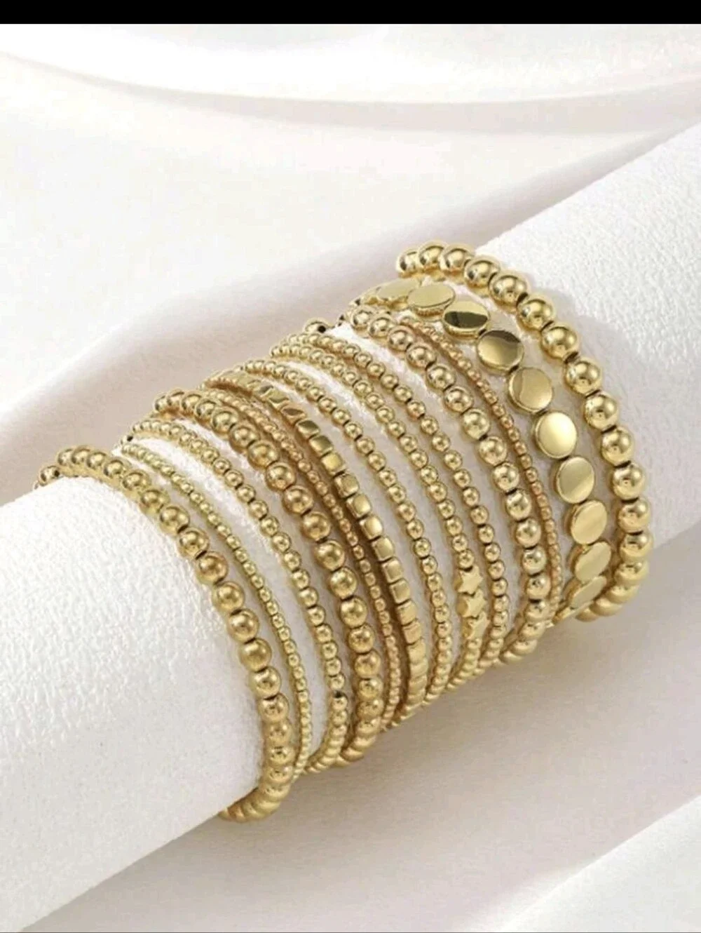 Gold Stacked Beaded Bracelet Set - Women Jewelry